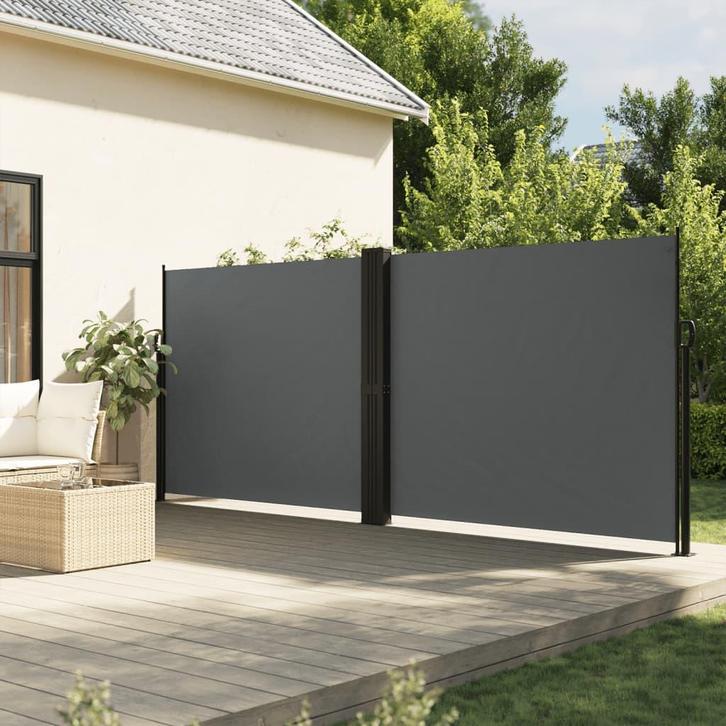 vidaXL Windscherm uittrekbaar 160x1200 cm antracietkleurig, Tuin en Terras, Zonneschermen, Nieuw, Verzenden