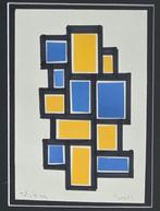 Siep Van Den Berg (1913-1998) - Collage in blauw en geel, Antiek en Kunst
