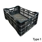 Kunststof krat 600x400x240mm zwart geperforeerd, gebruikt -, Zakelijke goederen, Agrarisch | Werktuigen, Ophalen of Verzenden