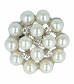 Haarbroche Rond Strass Parel 3cm Wit, Nieuw