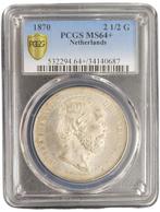 Koning Willem III 2 1/2 Gulden 1870 MS64+ PCGS, Verzenden, Koning Willem III, Losse munt, Zilver