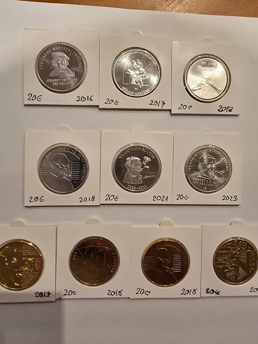 Duitsland. 20 Euro 2016/2023 Lot of 10 coins (Zonder, Postzegels en Munten, Munten | Europa | Euromunten