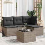 vidaXL 5-delige Loungeset met kussens poly rattan grijs, Verzenden, Nieuw, Rotan, Loungeset