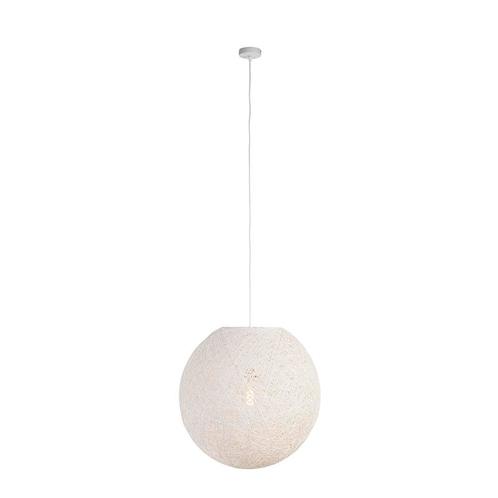 Landelijke hanglamp wit bol 60cm - Corda, Huis en Inrichting, Lampen | Hanglampen, Nieuw, Overige materialen, 75 cm of meer