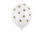 Witte Ballonnen Gouden Sterren 30cm 6st, Nieuw, Verzenden