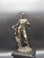 Beeld, Large Bronze Memento Mori Skeleton - 34 cm - Brons,, Antiek en Kunst