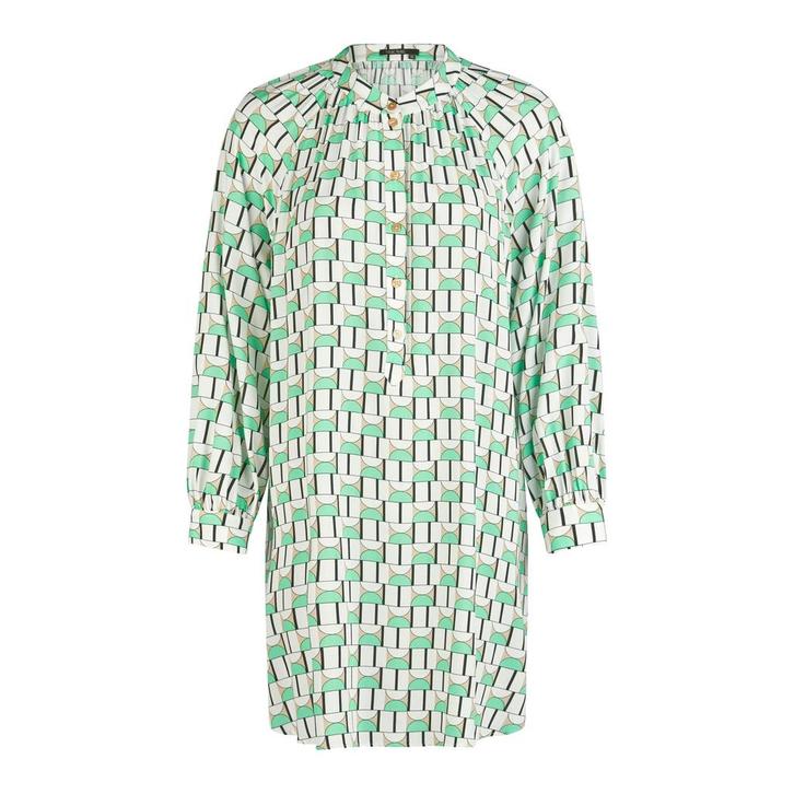Marc Aurel • jurk met geo motief • 36, Kleding | Dames, Jurken, Groen, Nieuw, Maat 36 (S), Verzenden