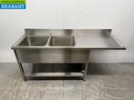 RVS Spoeltafel Dubbele Spoelbakken 200 x 70 cm Horeca, Ophalen of Verzenden, Gebruikt