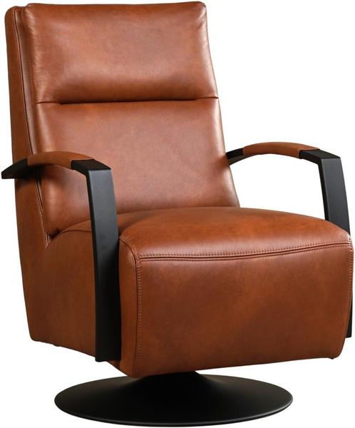Cognac leren industriële draaifauteuil - staal zwart frame m, Huis en Inrichting, Fauteuils, 50 tot 75 cm, 75 tot 100 cm, Nieuw