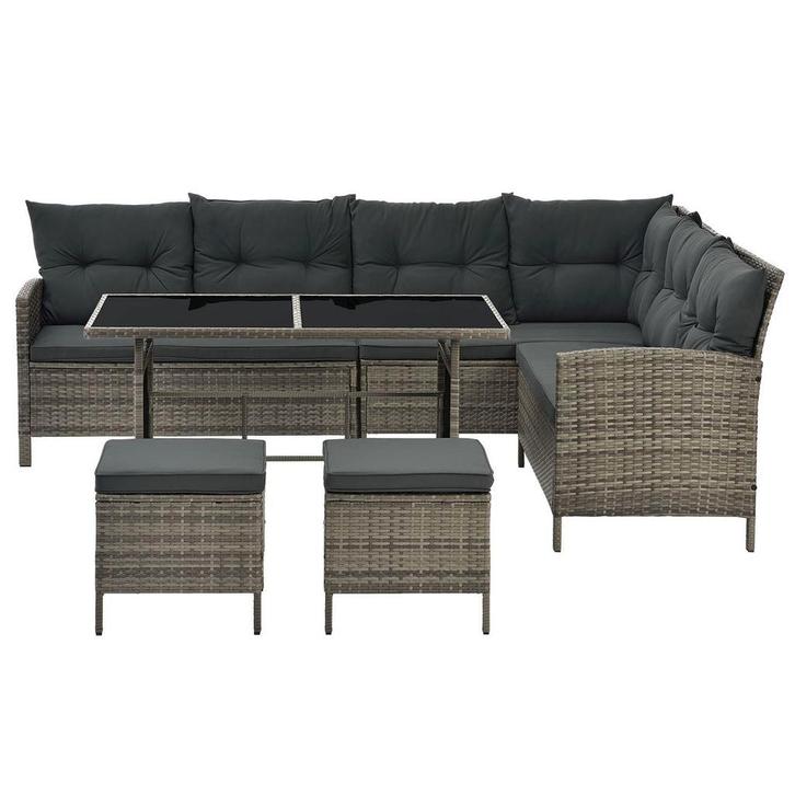 Loungeset Manacor - Grijs - Incl. Kussens, Tuin en Terras, Tuinsets en Loungesets, Nieuw, Verzenden
