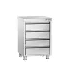 GGM Gastro | Ladekast PREMIUM met 4 laden - 500x600mm |, Verzenden, Nieuw in verpakking, RVS Meubilair