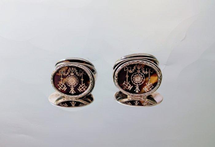 Pair of Place or Menu Holders - Eetservies - .925 zilver, Antiek en Kunst, Antiek | Goud en Zilver