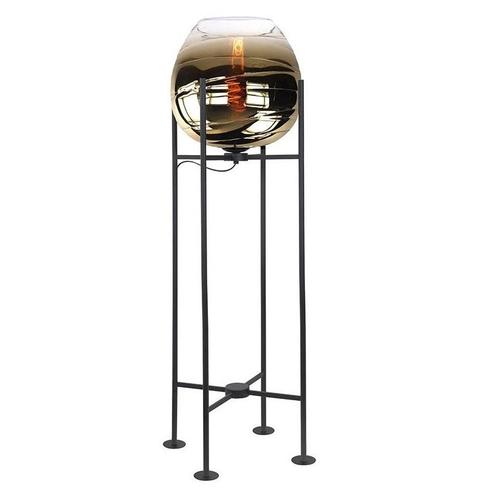 Highlight vloerlamp incl. 26cm Semi goud Zwart E27 100 cm, Huis en Inrichting, Lampen | Vloerlampen, Metaal, Ophalen of Verzenden