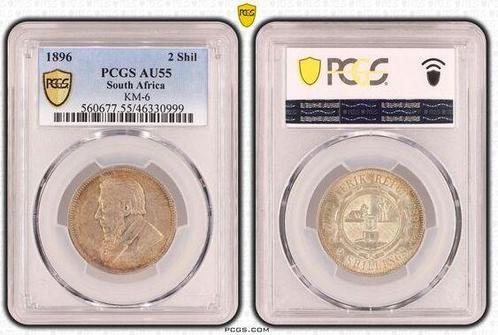 2 Shillings 2 Shilling Sued Afrika 1896 Pcgs Au55 560677/..., Postzegels en Munten, Munten | Amerika, Verzenden