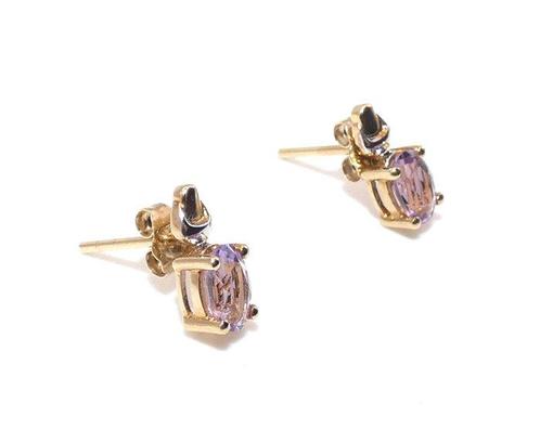 Zonder Minimumprijs - Oorbellen - 9 kt. Geel goud Amethist, Sieraden, Tassen en Uiterlijk, Oorbellen