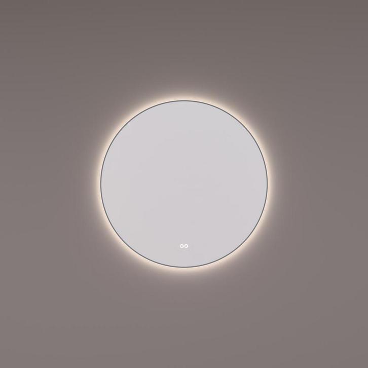 HIPP Design spiegel Rond Gunmetal PVD - Indirecte LED, Huis en Inrichting, Woonaccessoires | Spiegels, Ophalen of Verzenden