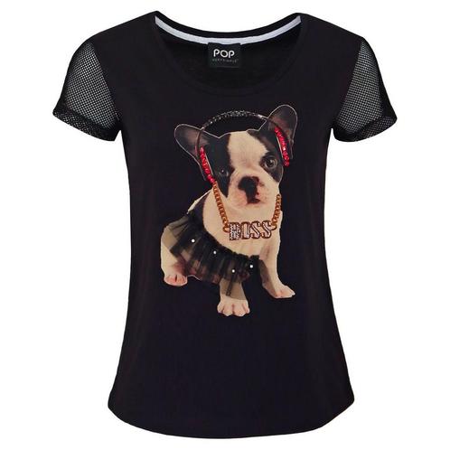 Verysimple • zwart shirt met hond • 38 (IT44), Kleding | Dames, Tops, Zwart, Nieuw, Maat 38/40 (M), Verzenden