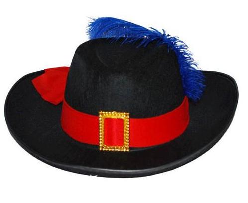 Musketier hoed met rode band - Musketiershoeden, Hobby en Vrije tijd, Feestartikelen, Ophalen of Verzenden