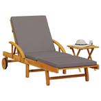 vidaXL Ligbed met kussen en tafel massief acaciahout, Verzenden, Nieuw