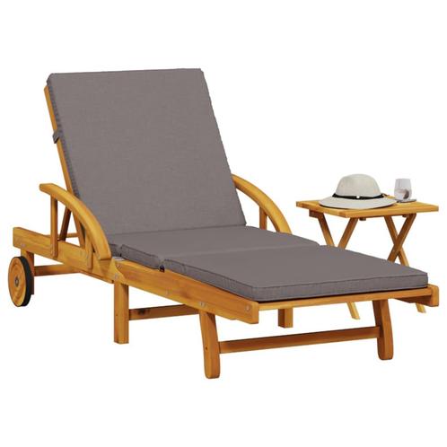 vidaXL Ligbed met kussen en tafel massief acaciahout, Tuin en Terras, Ligbedden, Nieuw, Verzenden