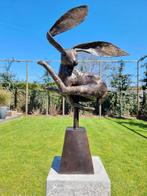 sculptuur, Jumping Hare XL - 80 cm - Brons