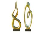 Set van twee grote abstracte beelden - alu messing op voet, Verzamelen, Beelden en Beeldjes, Ophalen of Verzenden, Nieuw
