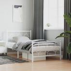 vidaXL Bedframe met hoofd- en voeteneinde metaal wit 100x190, 100 cm, Eenpersoons, Verzenden, Wit