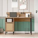 Bureau Kvænangen 120x60x100 cm eikenkleurig zwart rotan look, Verzenden, Nieuw