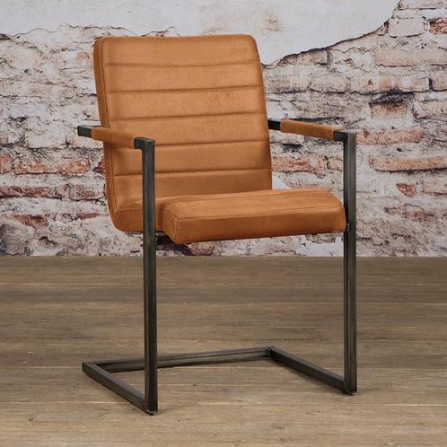 *WOONWINKEL* Tower Living Rocca Stoere Eetkamerstoel Microve, Huis en Inrichting, Stoelen, Bruin, Nieuw, Stof, Verzenden