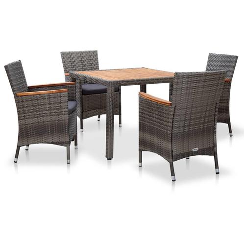 vidaXL 5-delige Tuinset met kussens poly rattan grijs, Tuin en Terras, Tuinsets en Loungesets, Tuinset, Nieuw, 4 zitplaatsen, Rotan