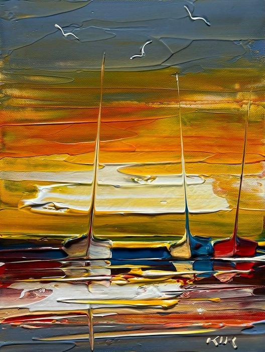 Janusz Kik (1956) - Mouillage, Antiek en Kunst, Kunst | Schilderijen | Klassiek