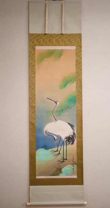Pine and Twin Cranes - hanging scroll - Houyou  - Japan, Antiek en Kunst, Antiek | Overige Antiek
