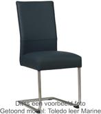 Set van 6 Leren eetkamerstoelen sledepoot rond - Echt leer,, Huis en Inrichting, Stoelen, Overige kleuren, Nieuw, Leer, Ophalen of Verzenden