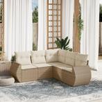 vidaXL 5-delige Loungeset met kussens poly rattan beige, Verzenden, Nieuw, Rotan, Loungeset
