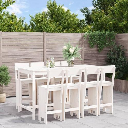 vidaXL 9-delige Barset massief grenenhout wit, Tuin en Terras, Tuinsets en Loungesets, Nieuw, Meer dan 8 zitplaatsen, Verzenden