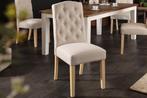 Elegante stoel CASTLE beige met Chesterfield stiksels in, Ophalen of Verzenden, Nieuw