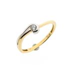 Bicolor gouden solitair ring met zirconia (witgoud), 18 tot 19, Gebruikt, Overige kleuren, Ophalen of Verzenden