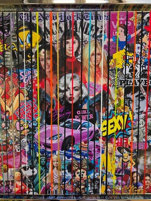 Elmago - Girls iconic power codebarre (large), Antiek en Kunst, Kunst | Schilderijen | Modern