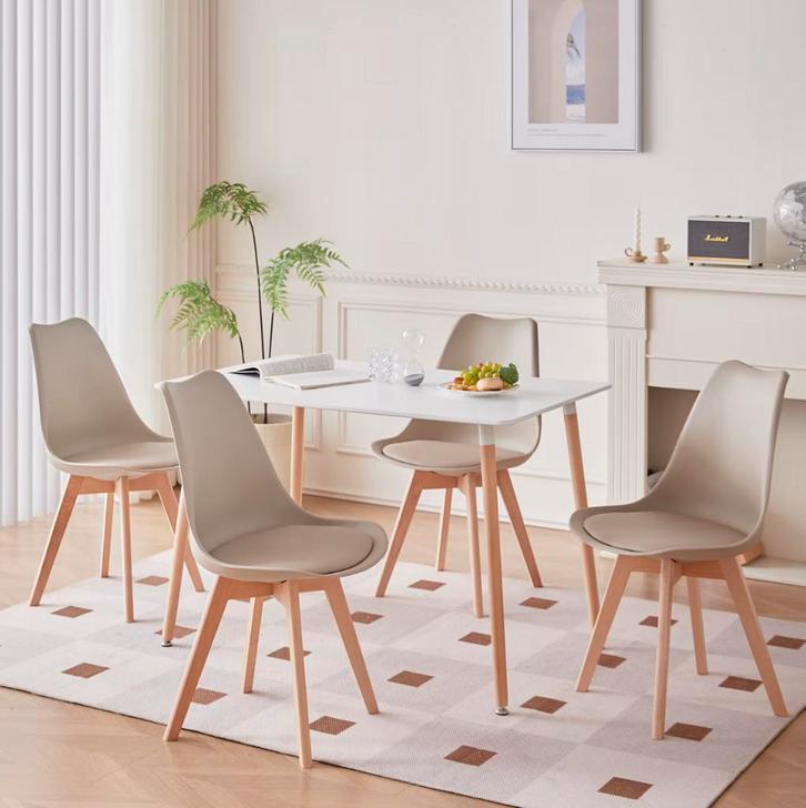 6x Scandinavische Stoelen Set - Beige / Zwart / Wit / Grijs, Huis en Inrichting, Stoelen, Vijf, Zes of meer stoelen, Overige kleuren