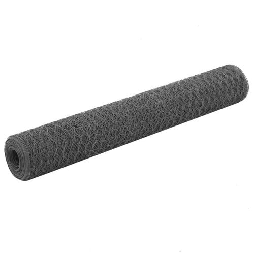 vidaXL Kippengaas 25x1 m staal met PVC coating grijs, Tuin en Terras, Schuttingen, Nieuw, IJzer, 1 tot 2 meter, Verzenden