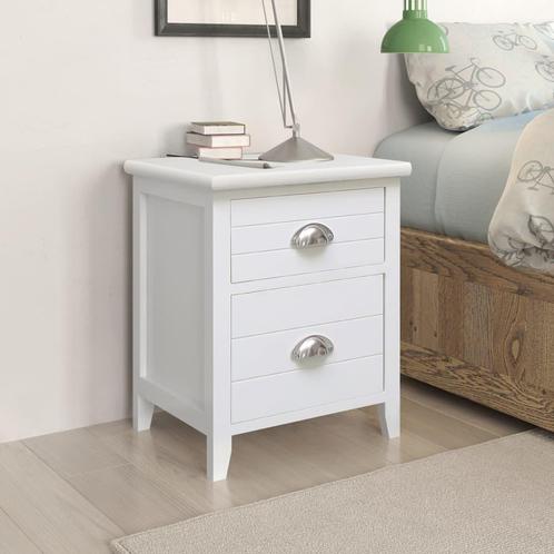 vidaXL Nachtkastjes 2 st met 2 lades wit, Huis en Inrichting, Slaapkamer | Nachtkastjes, Nieuw, Minder dan 45 cm, Hout, Minder dan 55 cm