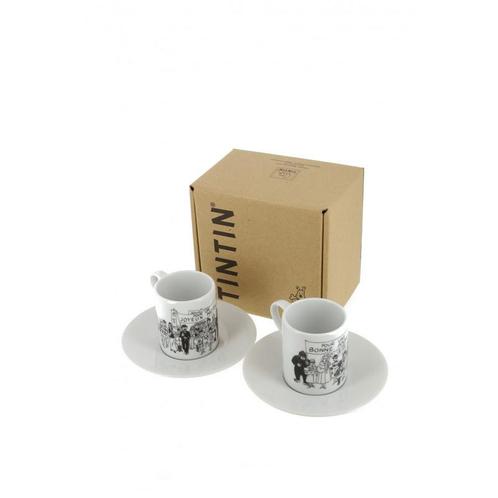 Kuifje Set van 2 Espresso Kopjes B&W 1972, Verzamelen, Stripfiguren, Nieuw, Ophalen of Verzenden