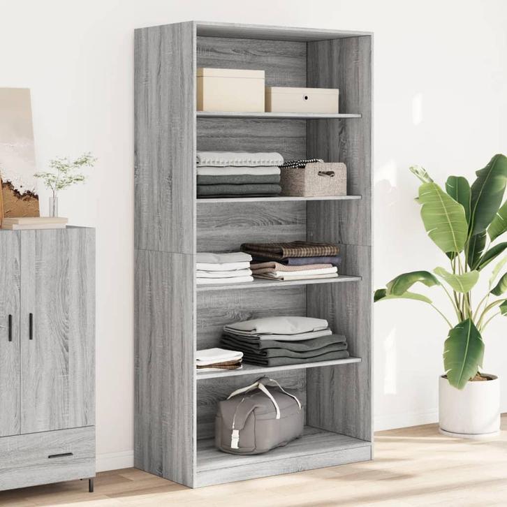 vidaXL Kledingkast 100x50x200 cm bewerkt hout grijs sonoma, Huis en Inrichting, Kasten | Kledingkasten, Nieuw, Verzenden