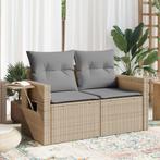 vidaXL Tuinbank 2-zits met kussens poly rattan beige, Verzenden, Nieuw, Rotan
