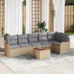 vidaXL Tuin Sofa Set 7 pcs Beige Poly riet, Tuin en Terras, Tuinsets en Loungesets, Verzenden, Nieuw, Rotan