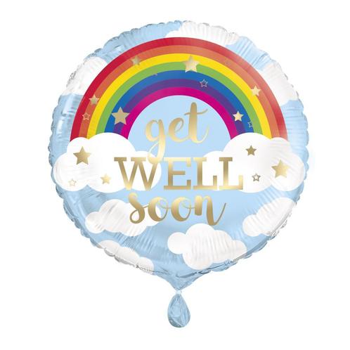 Helium Ballon Get Well Soon 45cm leeg, Hobby en Vrije tijd, Feestartikelen, Nieuw, Verzenden