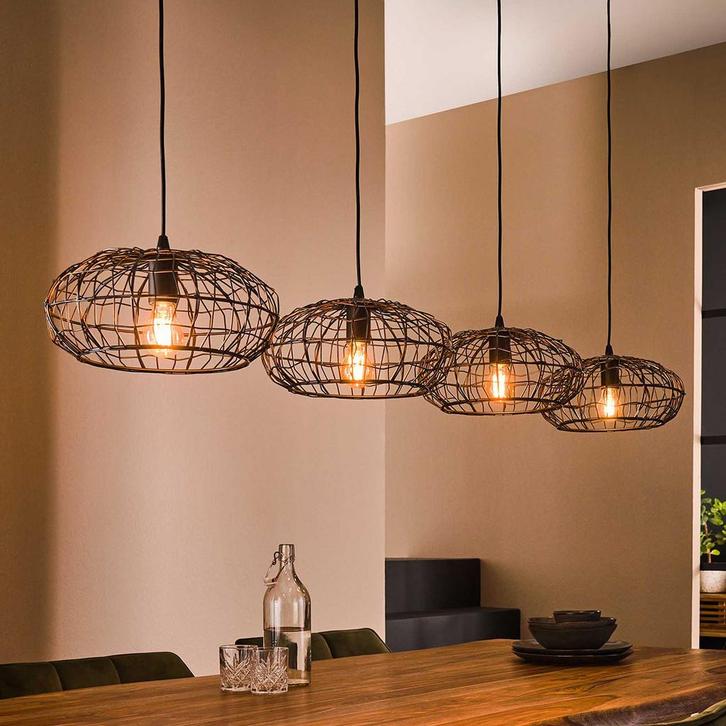 *WOONWINKEL* Brede Eettafel Hanglamp Zwartbruin, Huis en Inrichting, Lampen | Hanglampen, Nieuw, Verzenden