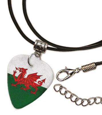 Wales vlag plectrum ketting, sleutelhanger of oorbellen
