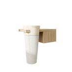Badmeubel Kimy Oak Pedestal Wit-140x30x50-Naturel, Huis en Inrichting, Verzenden, Nieuw, Wastafelkast