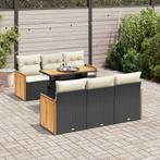 vidaXL 7-delige Loungeset met kussens poly rattan acacia, Tuin en Terras, Verzenden, Nieuw, Rotan, Loungeset